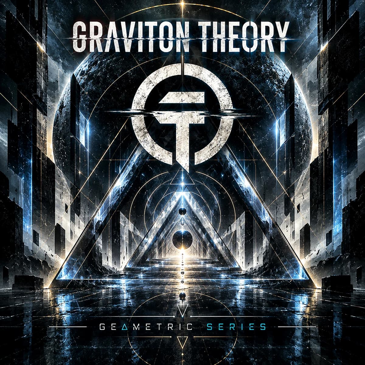 Fixed Point: Geometric Series sleeve artwork: nested glass triangles converging on one point of light