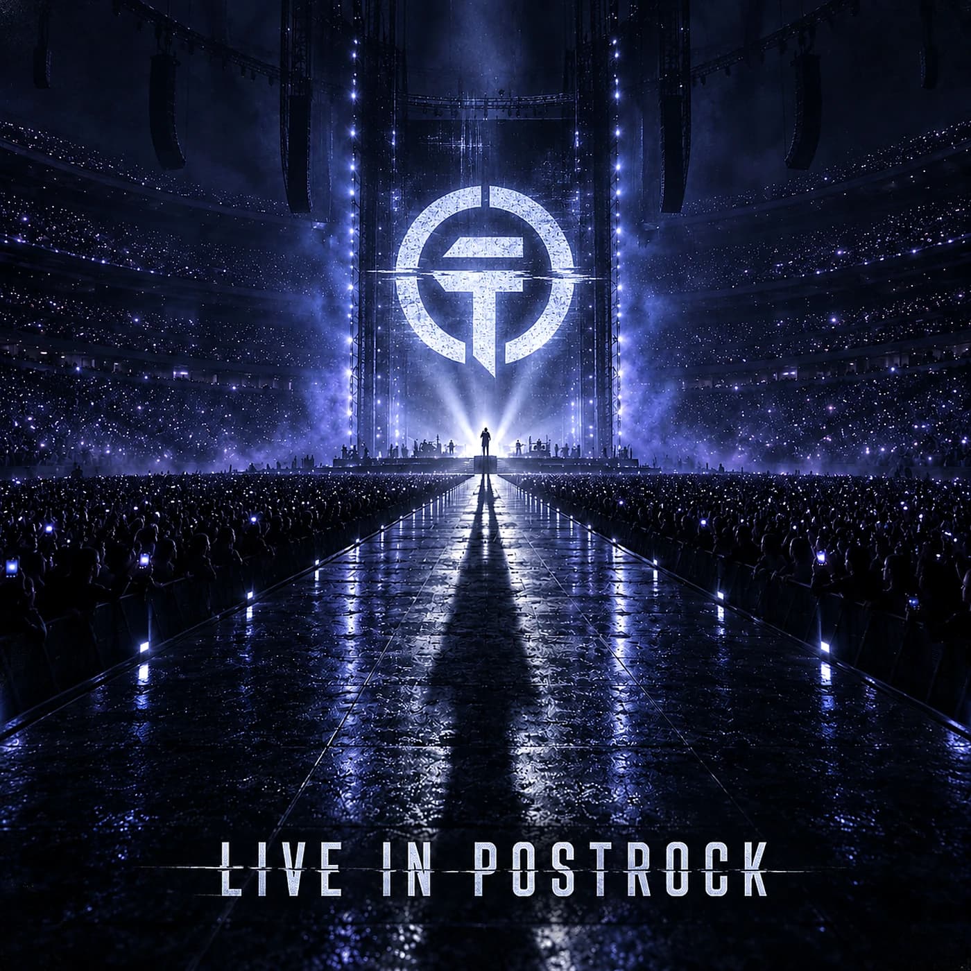 The Graviton Theory emblem above a lone singer and wet stage runway, with Live in Postrock lettering below
