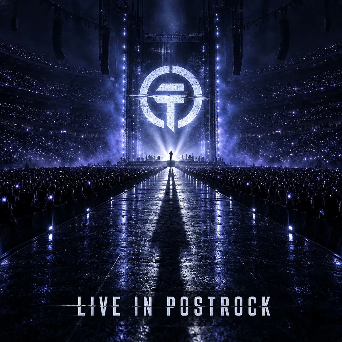 Next Level: The latest Live in Postrock sleeve, with the Graviton Theory emblem above the arena stage