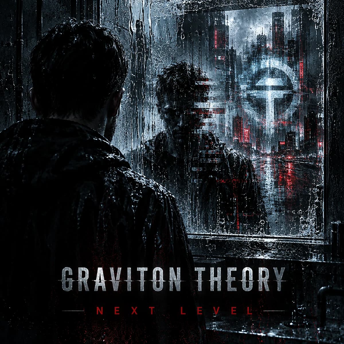 Let the Sunset: Next Level sleeve artwork: a rain-streaked window holding a reflection and a red-lit city